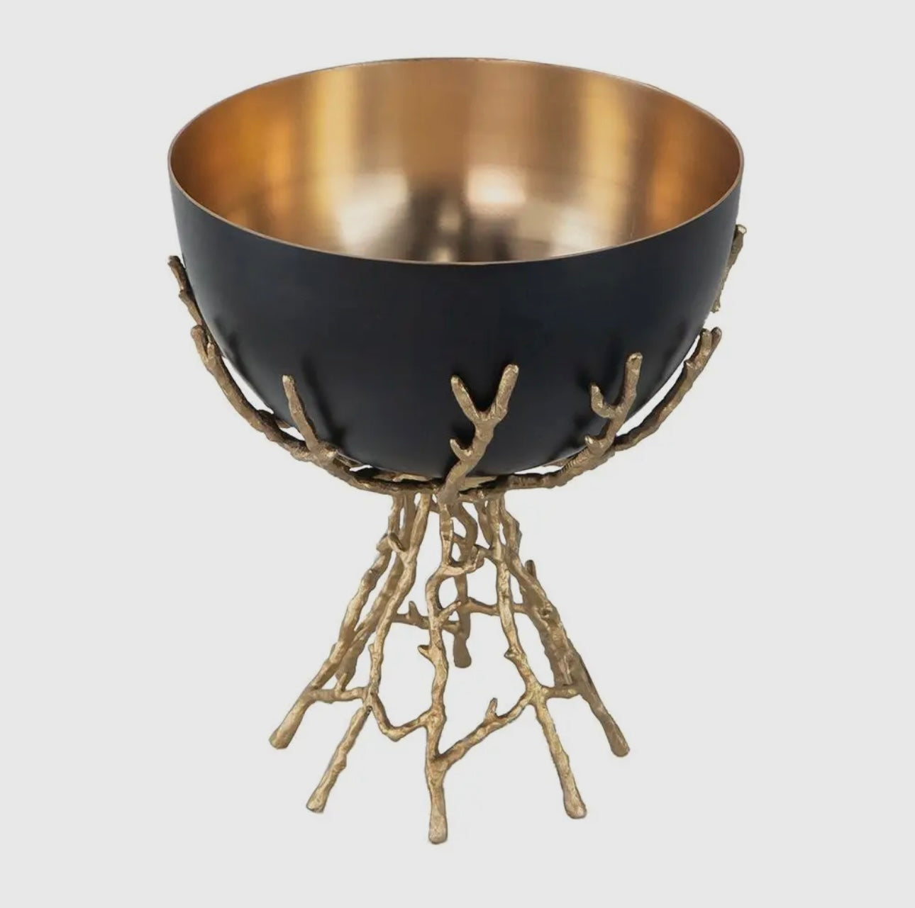 Svart & guld dekorativ aluminiumskål 11 * 13" med kvistställ